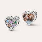 Custom Photo Heart Charm | Sparkling CZ Bead for Pandora Bracelets