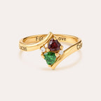 Personalized Birthstone Heart Name Ring for Women – Custom Engraved CZ Jewelry Anniversary Gift for Her