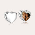 Custom Photo & Engraved Text Heart Charm Bead – Personalized Memory Charm for Bracelet, Gift for Her