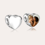 Custom Photo & Engraved Text Heart Charm Bead – Personalized Memory Charm for Bracelet, Gift for Her