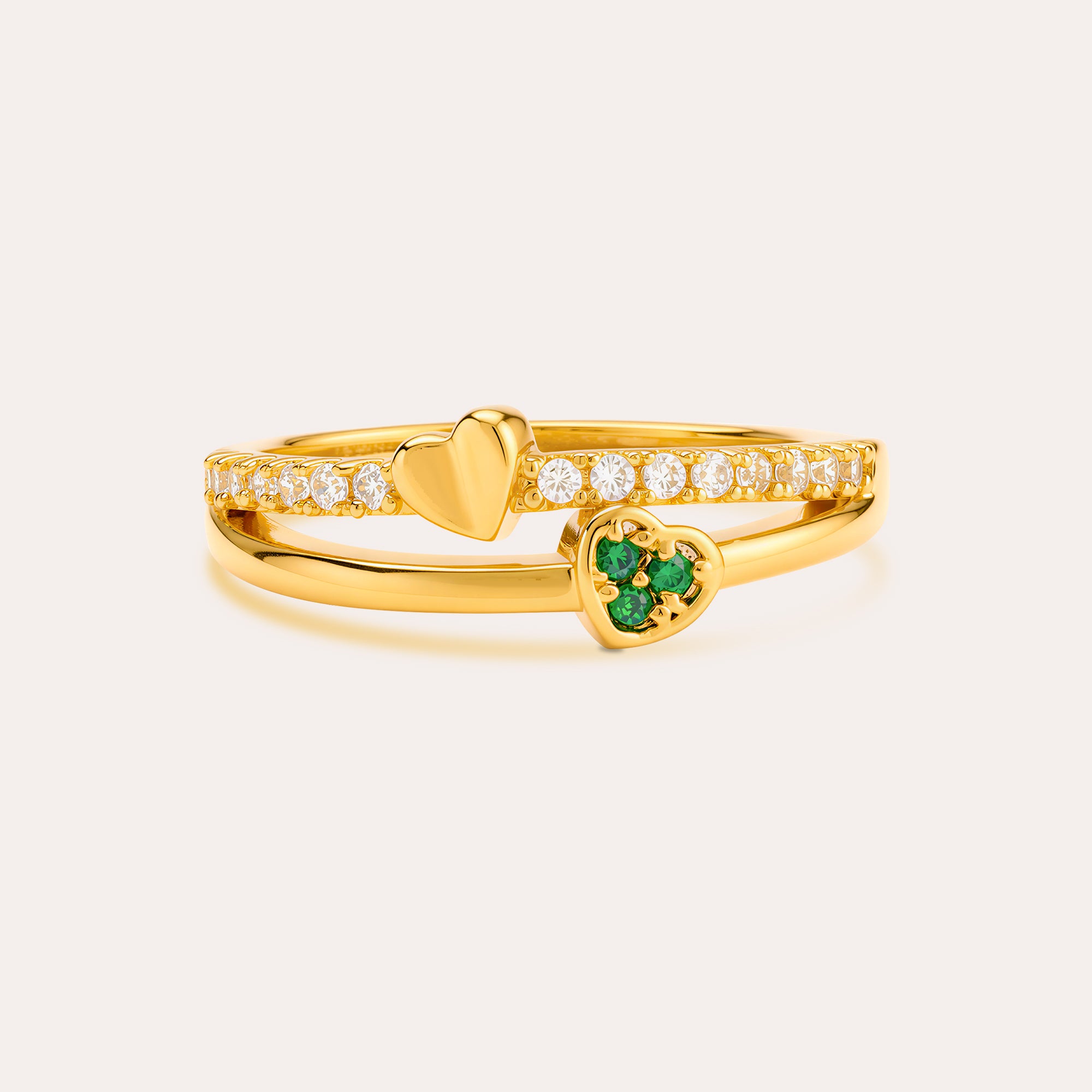 Personalized Birthstone Heart Ring for Women – Dainty Gold-Tone CZ Jewelry Anniversary Gift for Her
