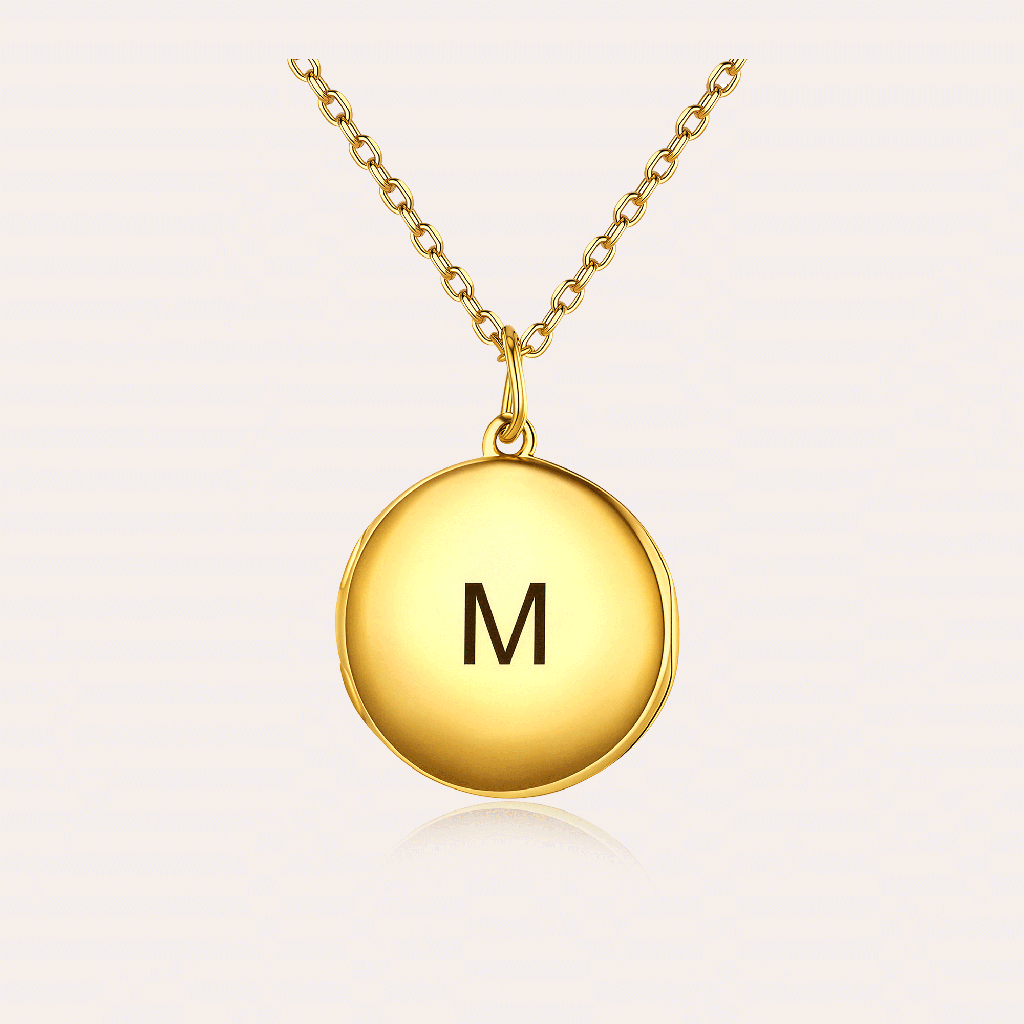 Personalized Round Photo Locket Necklace for Women – Custom Picture Initial Pendant Gift for Her