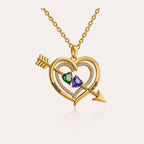 Personalized Birthstone Heart Arrow Name Necklace for Women – Custom 2 CZ Pendant Anniversary Gift for Her