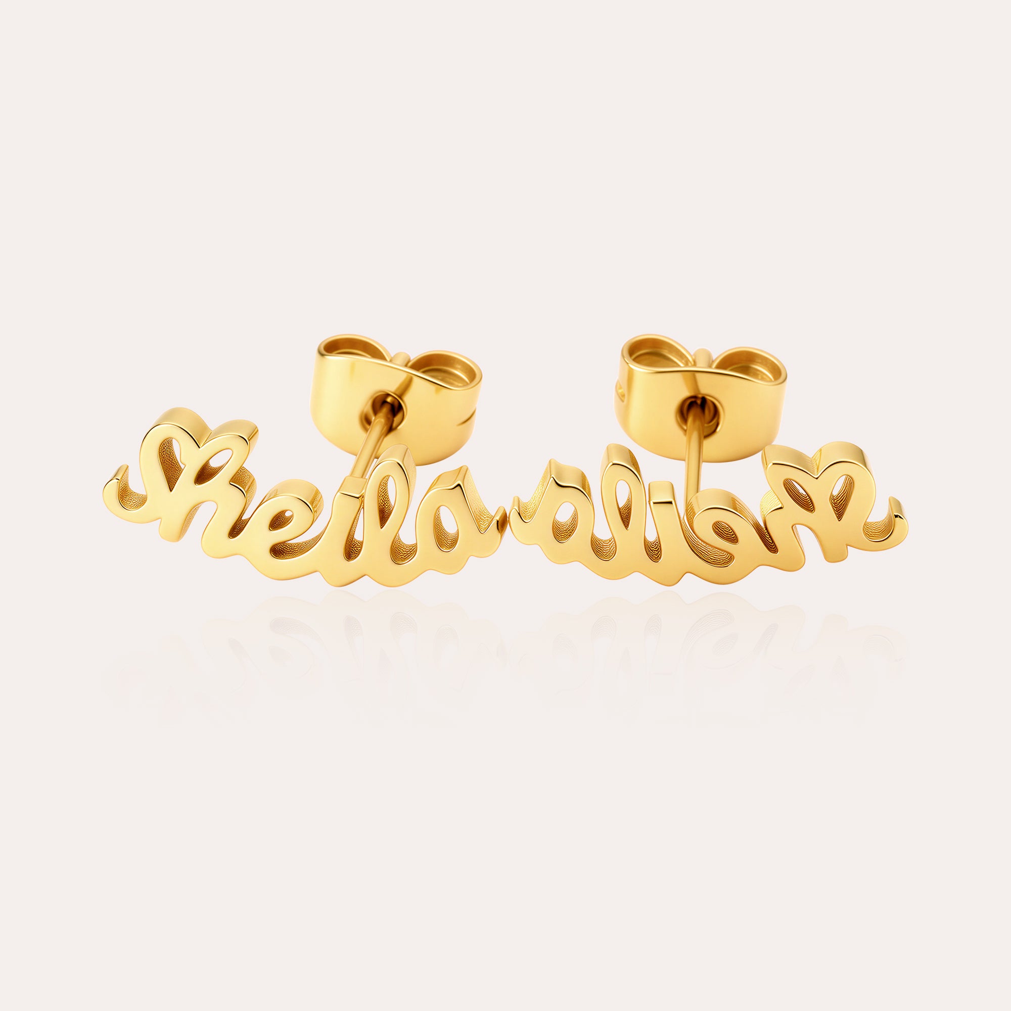 Personalized Name Stud Earrings for Women – Custom Script Word Earrings Birthday Gift for Her