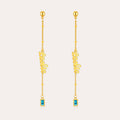 Personalized Name Birthstone Thread Earrings for Women – Custom Script Name Dangle CZ Earrings Gift