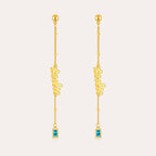 Personalized Name Birthstone Thread Earrings for Women – Custom Script Name Dangle CZ Earrings Gift