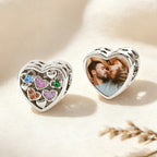 Custom Photo Heart Charm | Sparkling CZ Bead for Pandora Bracelets