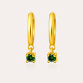 Personalized Birthstone Huggie Earrings for Women – Custom Dangle CZ Earrings Gift for Her