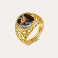 Personalized Photo Filigree Ring for Women – Custom Picture Vintage Locket Jewelry Anniversary Gift for Her