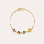 Personalized Birthstone Birth Flower Bracelet for Women – Custom CZ Charm Bracelet Gift for Her