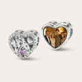 Custom Photo Heart Charm – Bear Hug Purple Heart CZ Bead