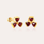 Personalized Birthstone Trillium Stud Earrings for Women – Custom CZ Flower Earrings Gift for Her