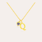 Personalized Initial Necklace with Birthstone Heart Charm – Custom Letter CZ Jewelry Anniversary Gift for Her