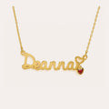 Personalized Name Necklace with Birthstone Heart Charm – Custom CZ Nameplate Jewelry Gift for Her