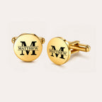 Personalized Round Cufflinks for Men – Custom Name Initial Cufflinks Gift for Him