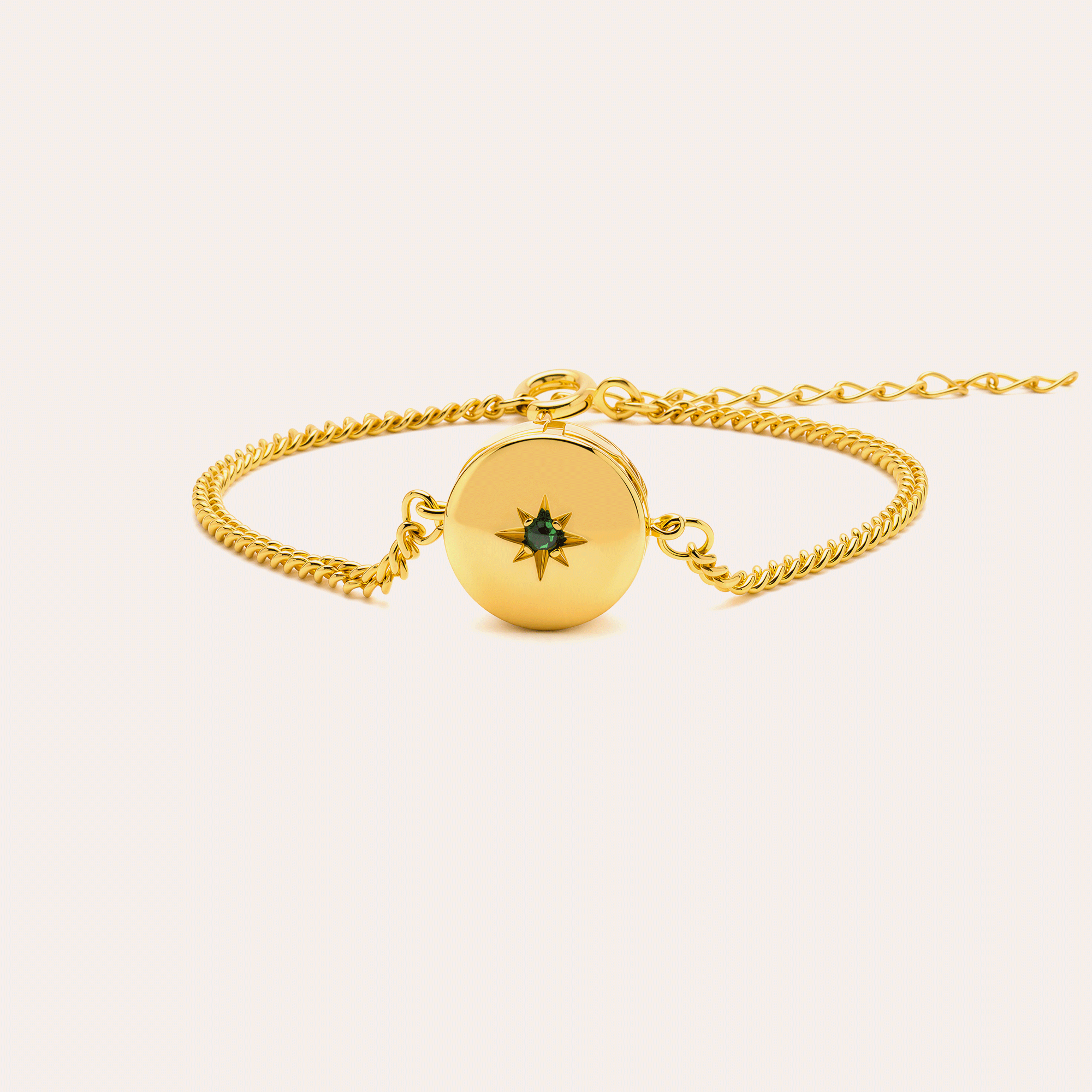 Personalized Photo Locket Bracelet with Birthstone CZ – Custom Picture Bracelet Gift for Her