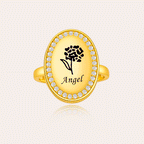 Personalized Photo Locket Ring with Name Engraved – Custom Picture Hidden Inside Oval CZ Halo Jewelry Gift for Her