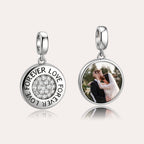Custom Photo Love Forever Dangle Charm Bead with Pavé CZ – Personalized Picture European Bead Gift for Her