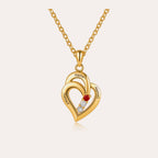 Personalized Birthstone Heart Name Necklace for Women – Custom 3 CZ Stones Family Pendant Gift for Her
