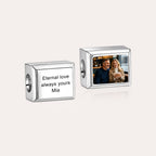 Personalized Photo & Text Rectangle Charm Bead – Custom Memory European Bead for Bracelet Gift for Her