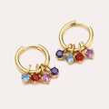 Personalized Birthstone Charm Hoop Earrings for Women – Custom 1–6 Dangle CZ Earrings Gift for Her