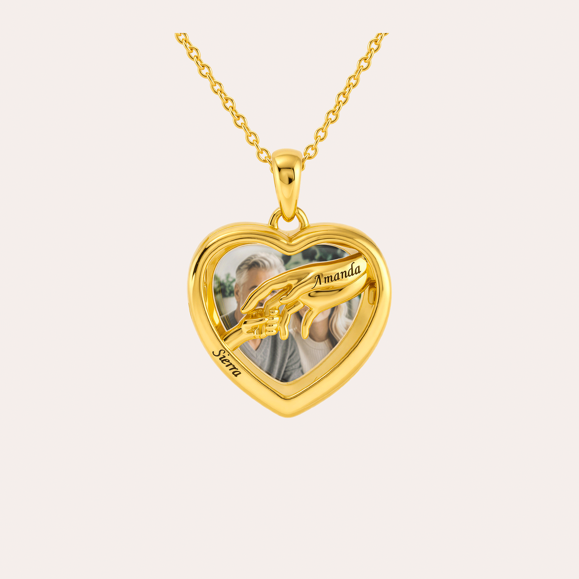 Personalized Heart Photo Locket Necklace for Women – Custom Family Tree Names Engraved Pendant Gift for Her