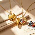 Custom Photo & Engraved Text Heart Locket Pendant – Personalized Picture Charm Gift for Her