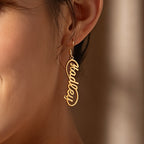Personalized Name Drop Earrings for Women – Custom Script Oval Dangle Earrings Birthday Gift for Her
