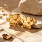 Personalized Paw Print Name Stud Earrings for Women – Custom Pet Name Earrings Gift for Her