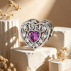 Custom Photo Heart Charm – Purple Heart CZ Openwork Bead