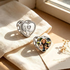Custom Photo Heart Charm Bead with Dog Silhouette, Bone & Heart-Cut CZ – Pet Memorial European Bead Gift for Her