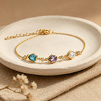 Personalized Teardrop Birthstone Bracelet for Women – Custom 1–4 Stones Bracelet Gift for Her