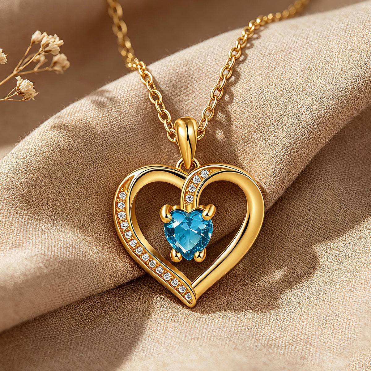Personalized Birthstone Heart Name Necklace for Women – Custom Engraved CZ Pendant Anniversary Gift for Her