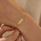 Personalized Old English Number Name Bracelet for Women – Custom Nameplate Bracelet Gift for Her