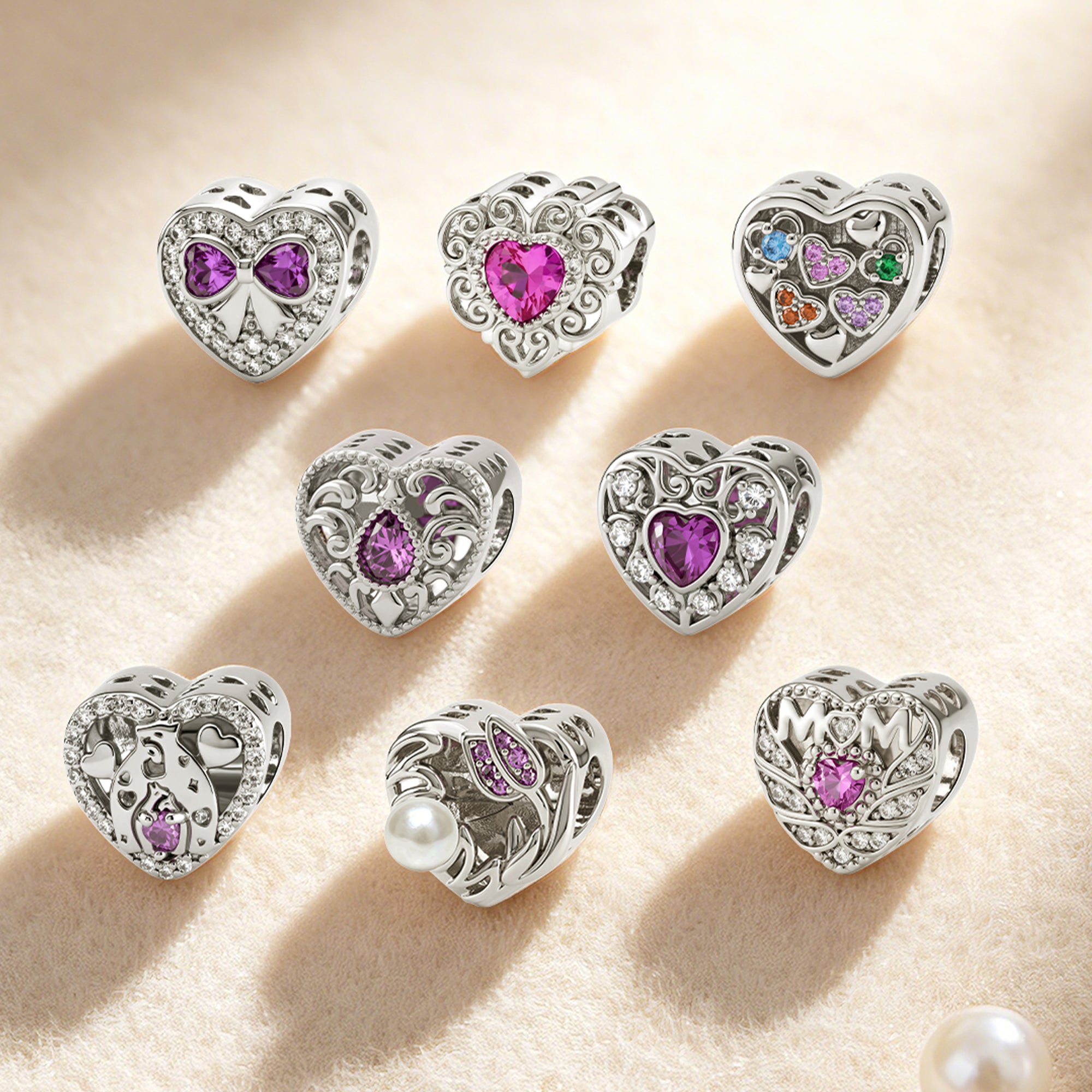 Custom Photo Heart Charm Bead for Bracelets – Multiple Fixed Designs European Bead Gift for Her