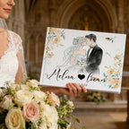 Custom Linen Wedding Guest Book for Couples – UV Printed Photo & Names, 12 Design Options Gift for Couple