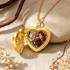 Personalized Heart Photo Locket Necklace for Women – Custom Picture CZ Embossed Pendant Gift for Her