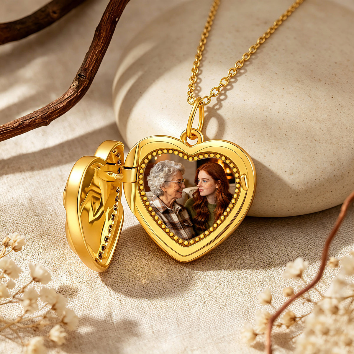Personalized Heart Photo Locket Necklace for Women – Custom Picture CZ Embossed Pendant Gift for Her
