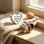 Custom Photo & Engraved Text Heart Charm Bead – Personalized Memory Charm for Bracelet, Gift for Her