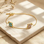 Personalized Four Leaf Clover Birthstone Bracelet for Women – Custom Family Bracelet Gift for Her