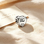 Custom Photo Heart Charm Bead with Script “Dad” & CZ Heart Accent – Personalized Picture European Bead Gift for Dad