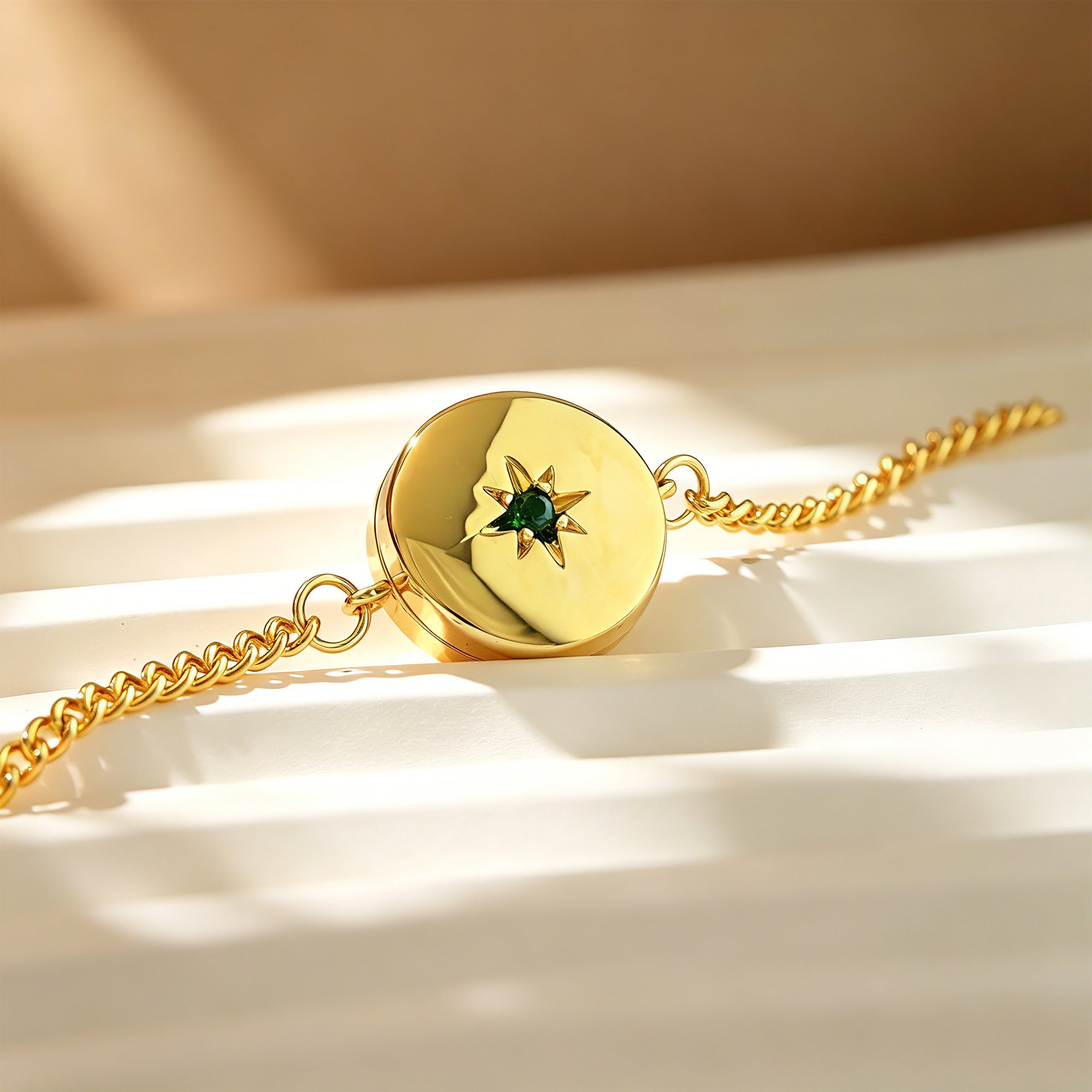 Personalized Photo Locket Bracelet with Birthstone CZ – Custom Picture Bracelet Gift for Her