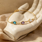 Personalized Teardrop Birthstone Bracelet for Women – Custom 1–4 Stones Bracelet Gift for Her