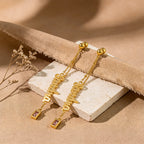 Personalized Name Birthstone Thread Earrings for Women – Custom Script Name Dangle CZ Earrings Gift