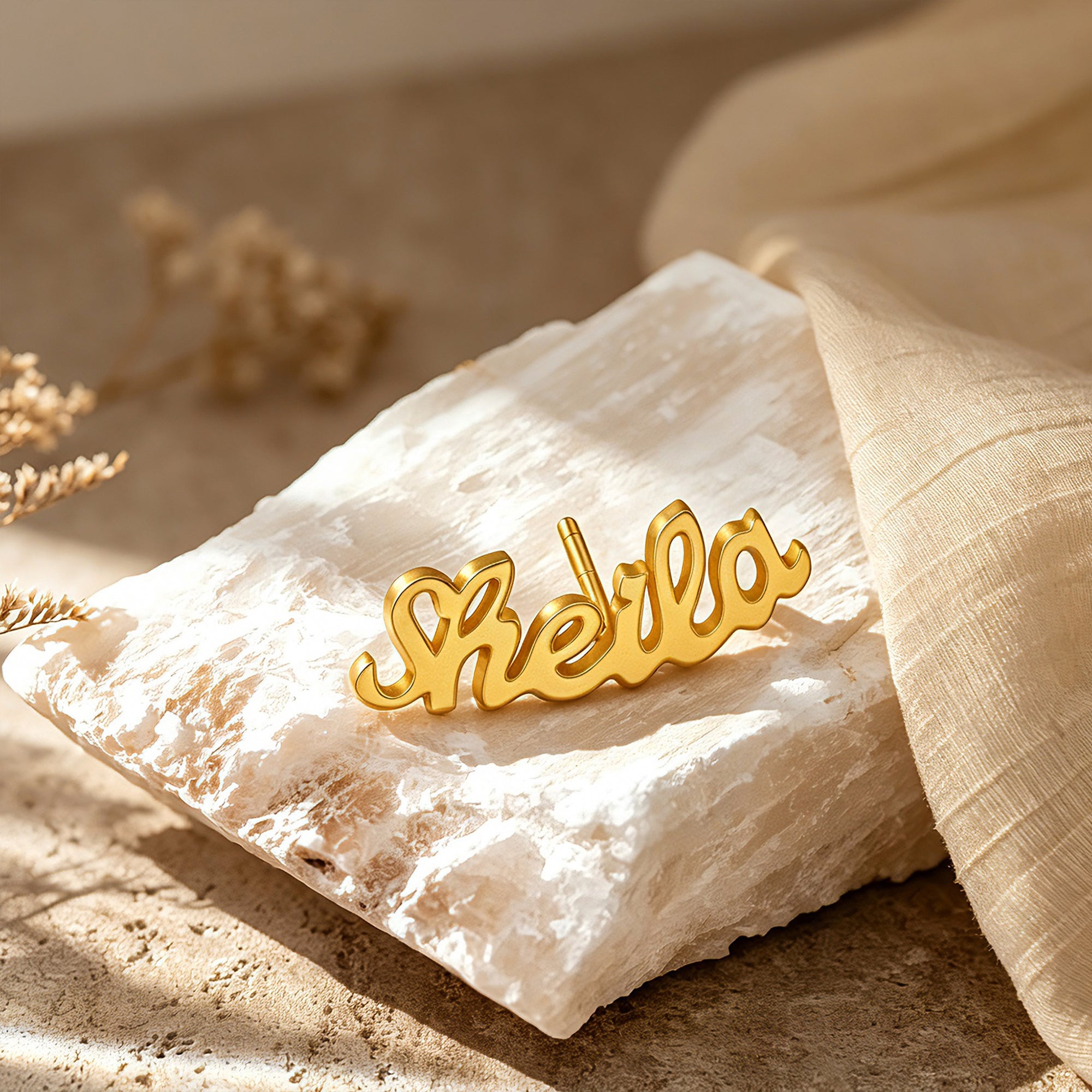 Personalized Name Stud Earrings for Women – Custom Script Word Earrings Birthday Gift for Her