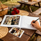 Custom Linen Wedding Guest Book for Couples – UV Printed Photo & Names, 12 Design Options Gift for Couple