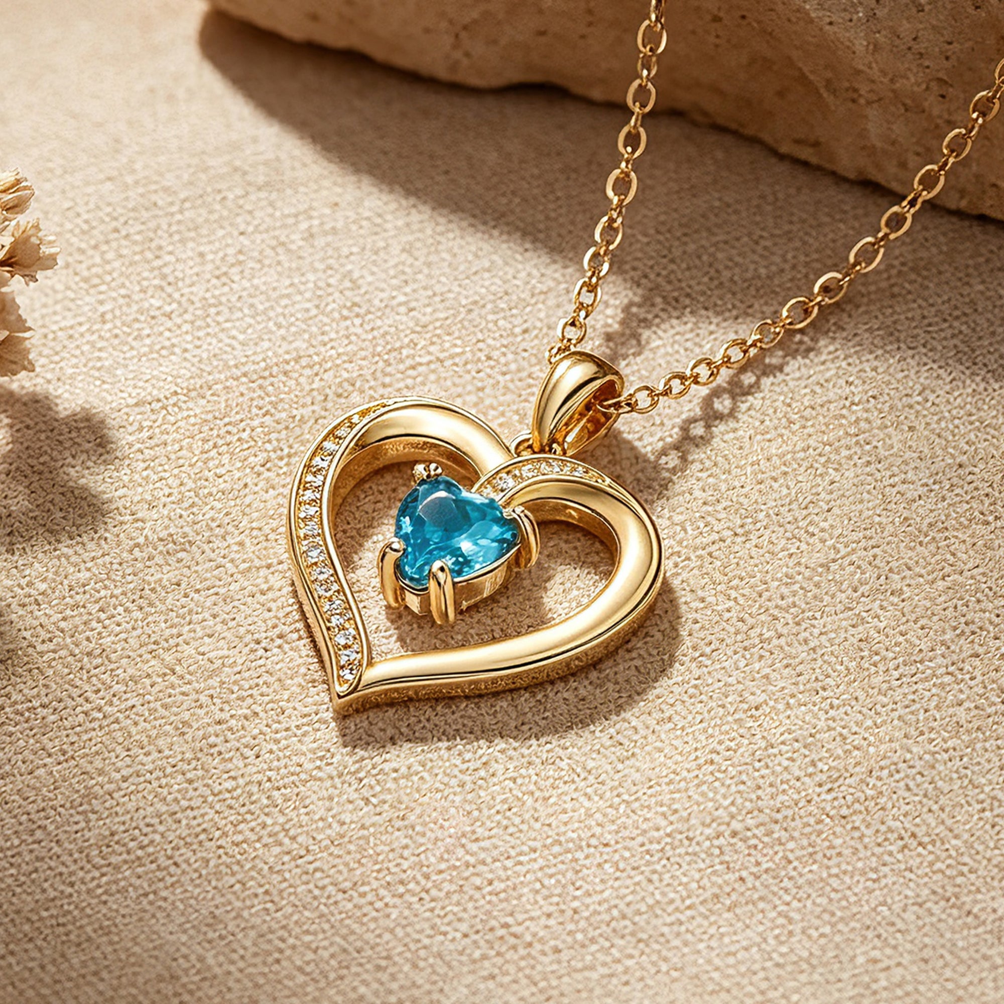 Personalized Birthstone Heart Name Necklace for Women – Custom Engraved CZ Pendant Anniversary Gift for Her