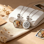 Custom Photo Flower Motif Dangle Charm Bead with CZ Center – Personalized Picture European Bead Gift for Her
