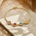 Personalized Birthstone Birth Flower Bracelet for Women – Custom CZ Charm Bracelet Gift for Her
