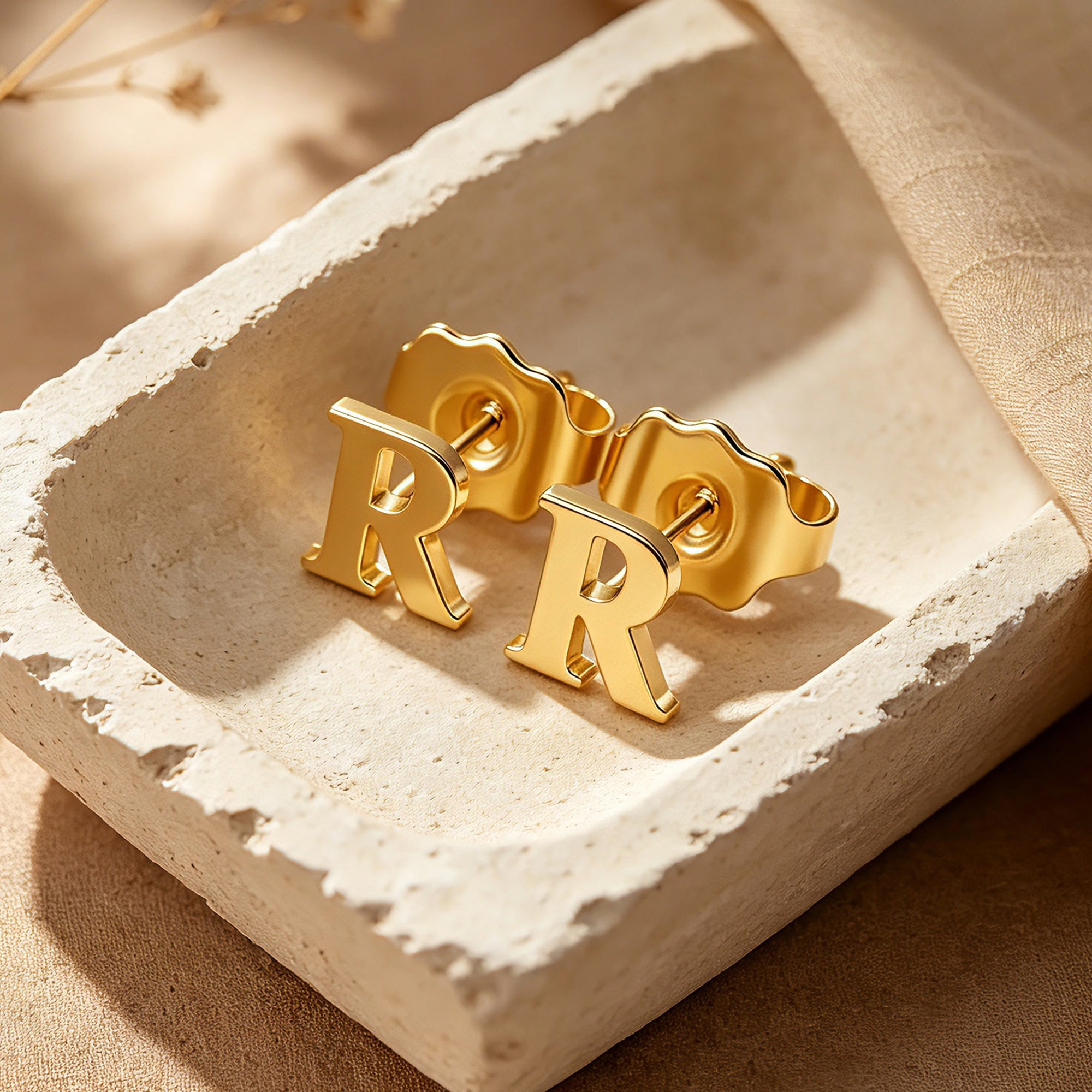 Personalized Initial Letter Stud Earrings for Women – Custom A-Z Alphabet Studs Birthday Gift for Her